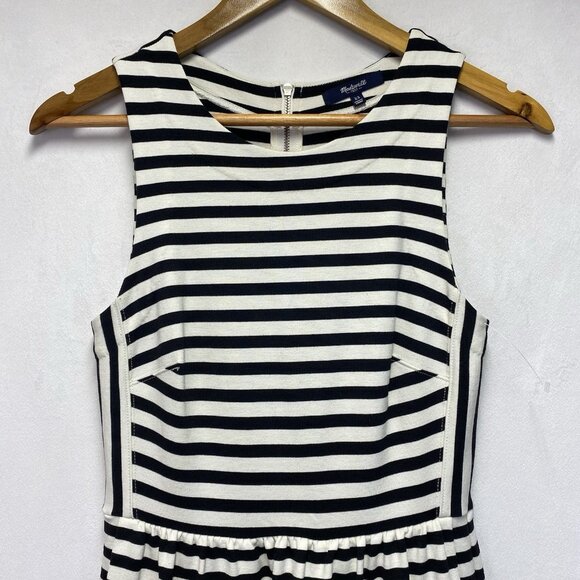 Madewell Afternoon Stripe Sleeveless A-Line Dress Women XS Black-White Back Zip - Picture 8 of 13